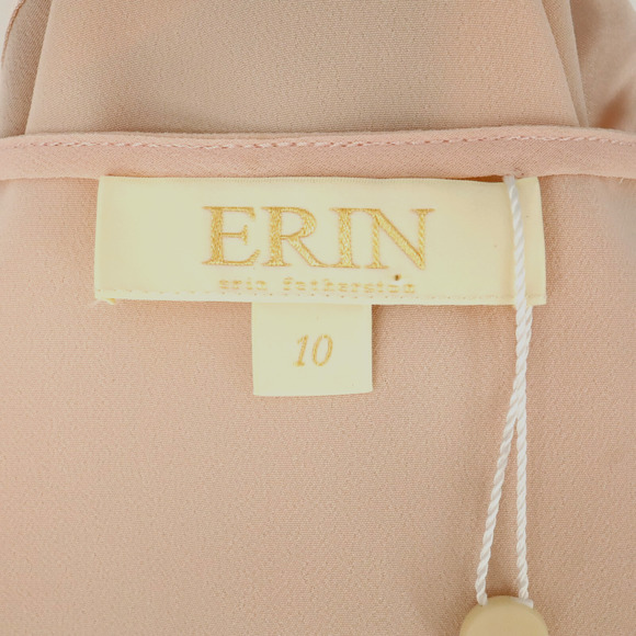 Erin Fetherston Dress Womens 10 Peach Chiffon Fringe Trim Skirt Side Zip New - Picture 3 of 16